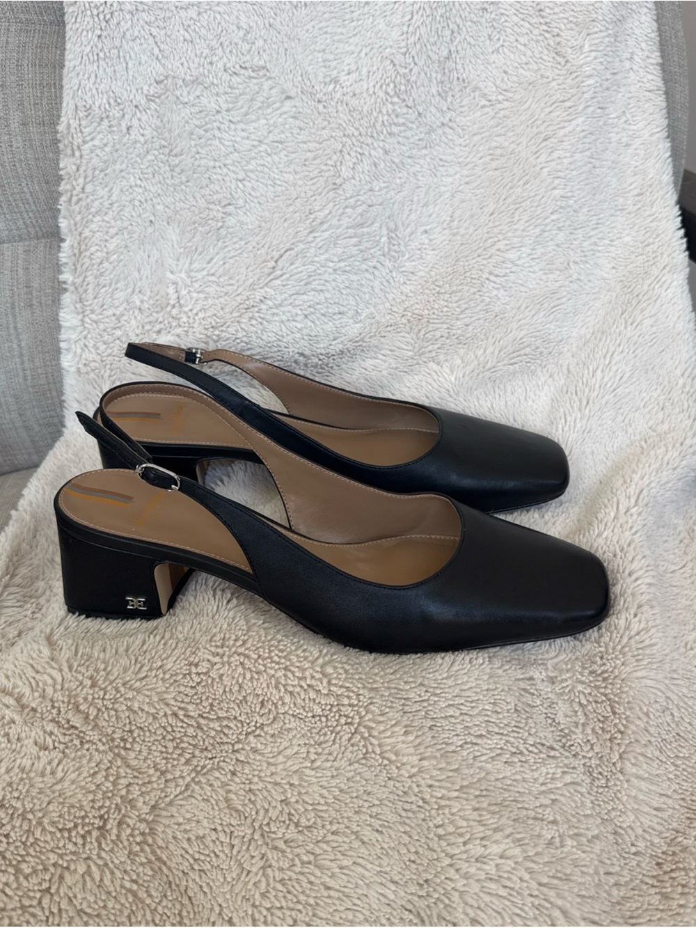 Classic Black Slingback Block Heel Pumps